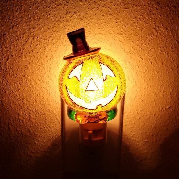 Vintage Halloween Night Light Set Witch Cauldron & Jack-O-Lantern Sparkle EUC - Picture 15 of 15